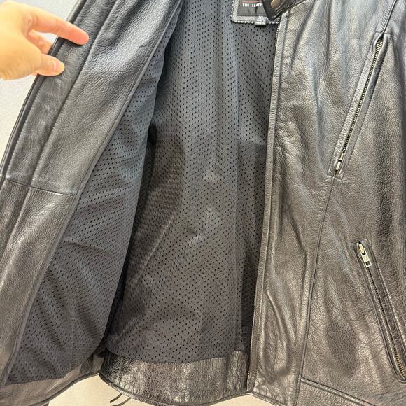 Wilson Leather Moto Racer Jacket Men's XL Black Priest Collar Biker Jacket - Picture 7 of 16